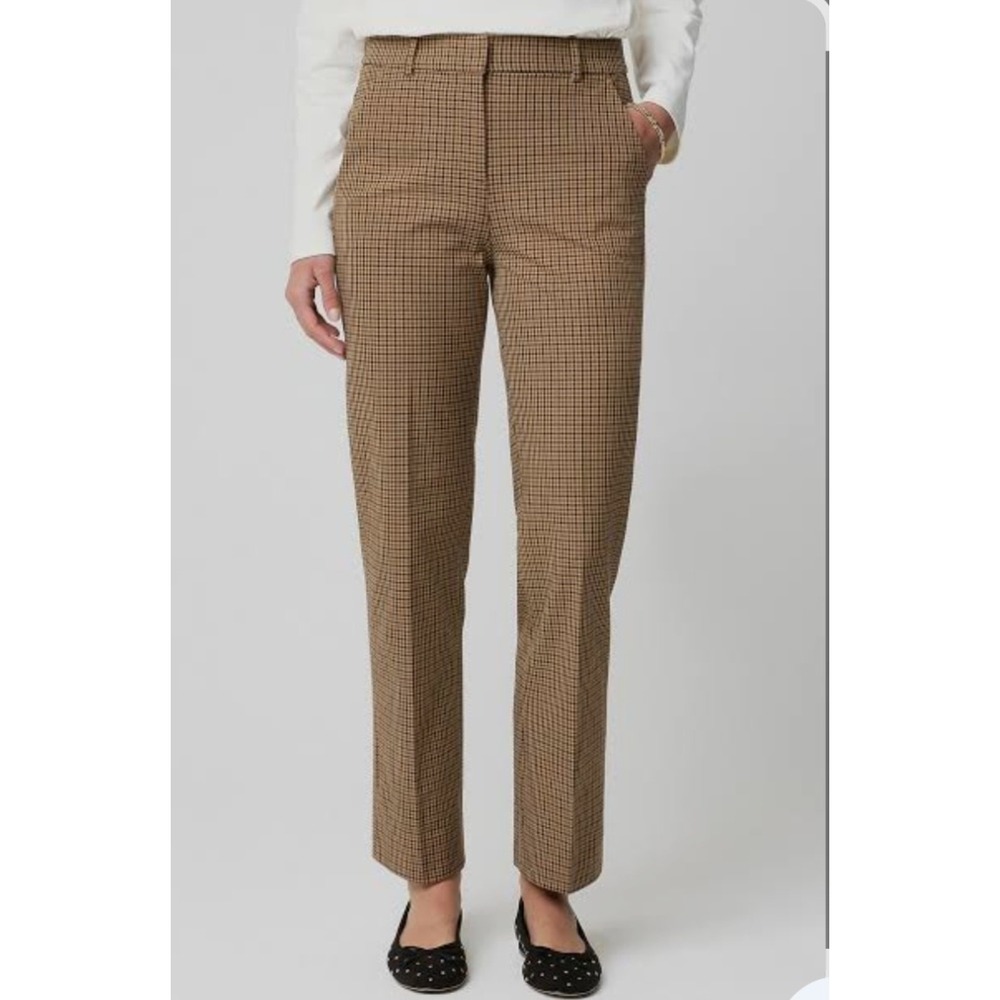 J Crew Factory Womens Camel Black Kallie Plaid Straight Leg Pants Size 6 NWOT